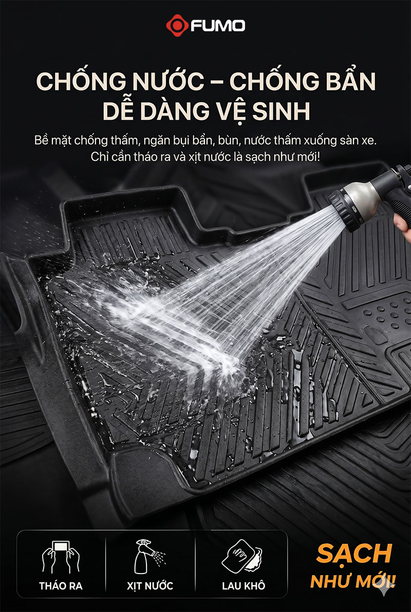 Thảm sàn ô tô Tpe Toytota Innova Cross dễ dàng vệ sinh
