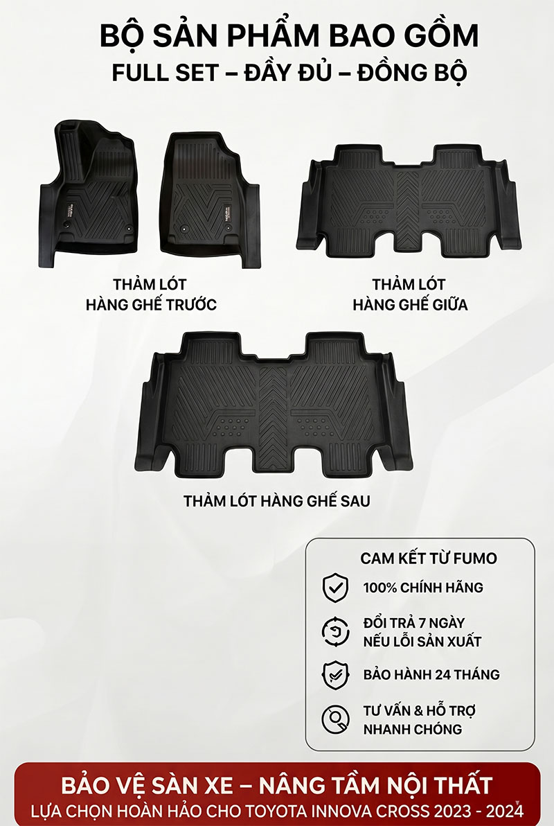 Thảm sàn ô tô Tpe Toytota Innova Cross full set