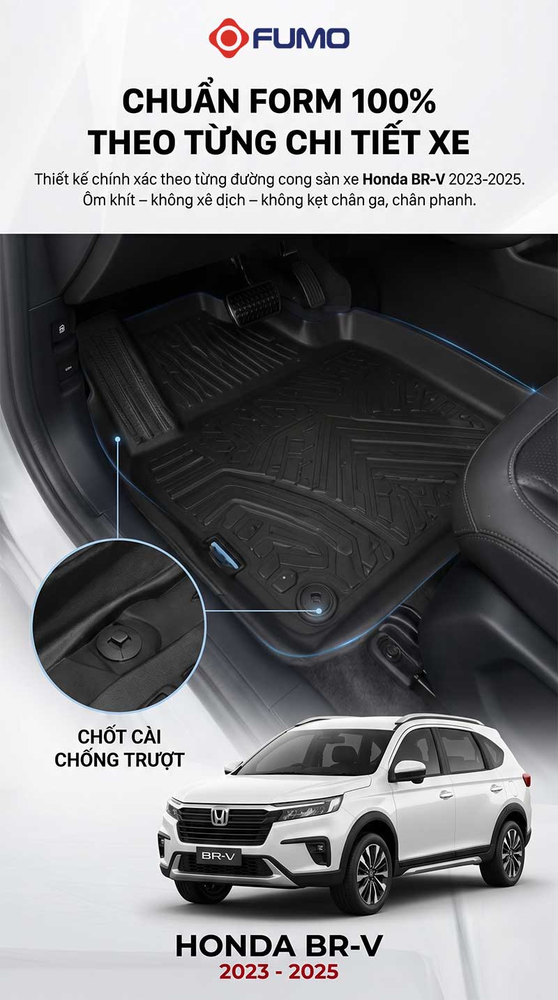 thảm lót sàn ô tô TPE Honda BRV chuẩn form chi tiết xe
