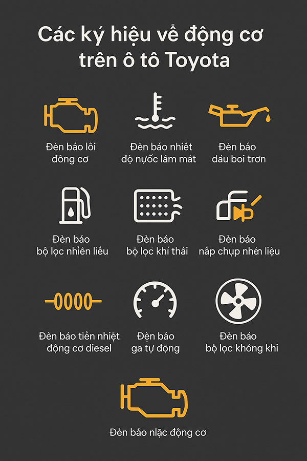 các ký hiệu về động cơ trên xe Toyota