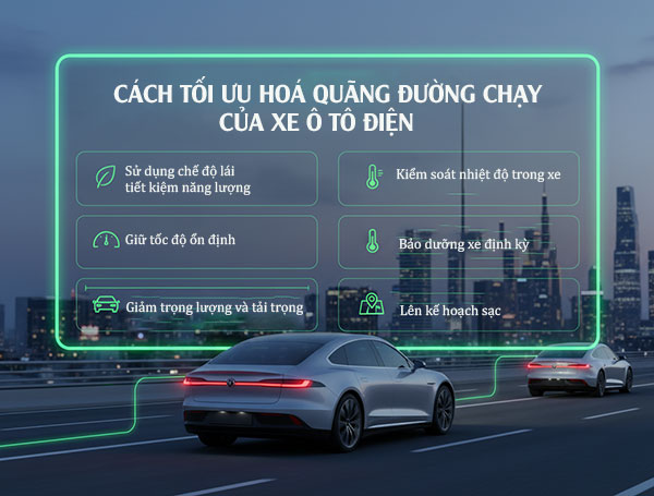 cách tối ưu quãng đường chạy của xe ô tô điện