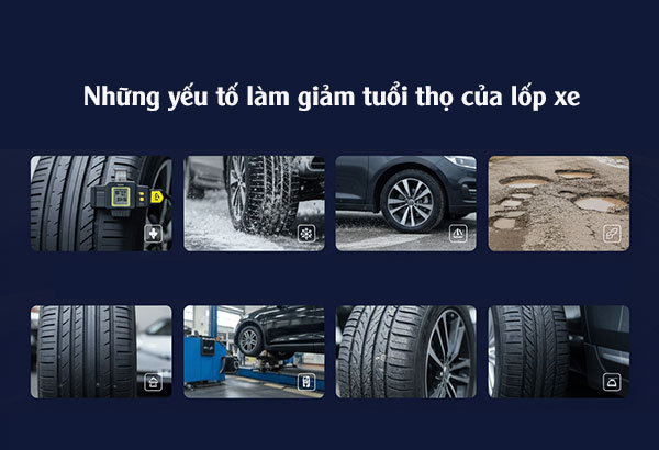 những yếu tố làm giảm tuổi thọ của lốp xe