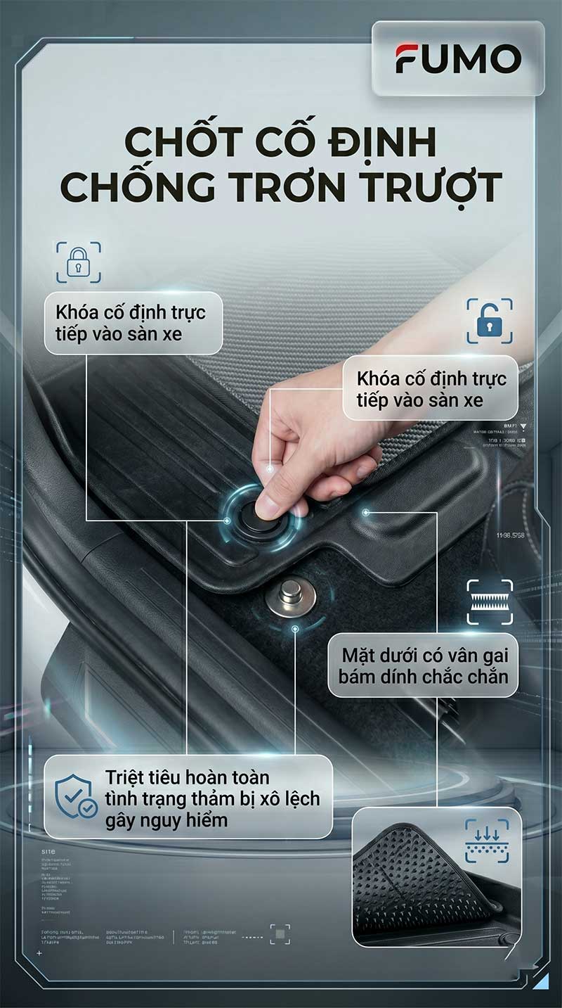 Thảm TPE Kia Cerato chốt cố định