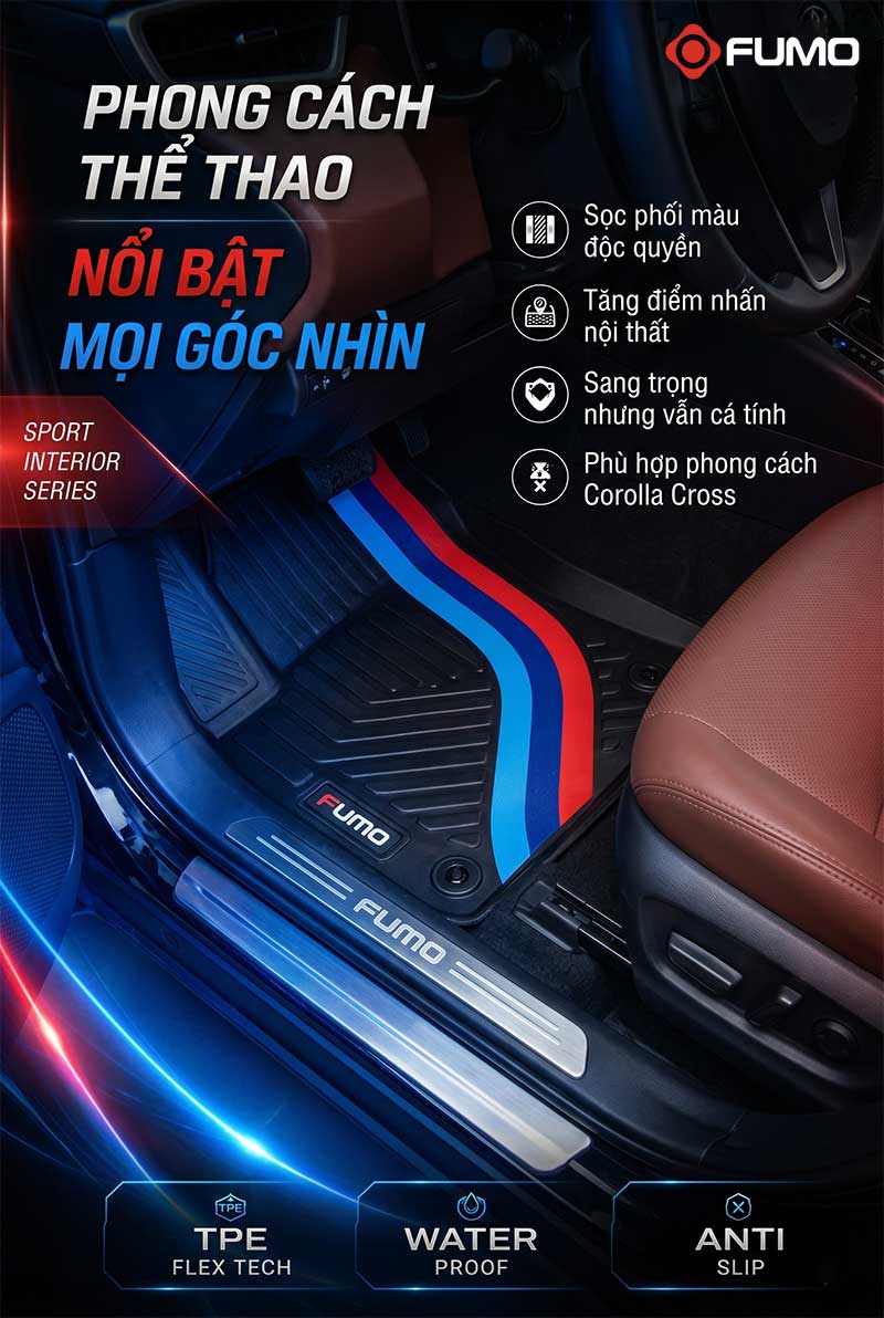 Thảm TPE Toyota Corolla Cross phong cách thể thao