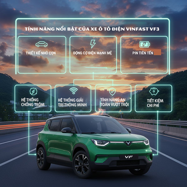 Tính năng nổi bật của xe ô tô điện Vinfast VF3