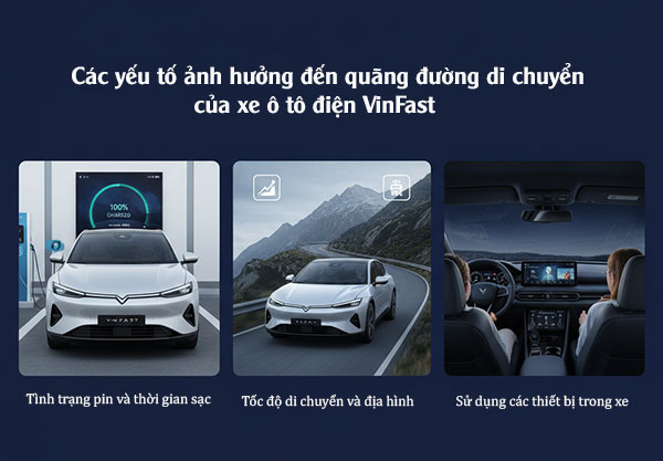 yếu tố ảnh hưởng đến quãng đường di chuyển của xe ô tô điện vinfast