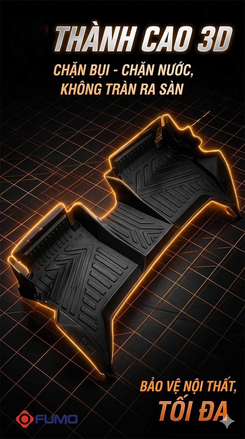 thảm sàn ô tô tpe ford ranger thành cao 3d