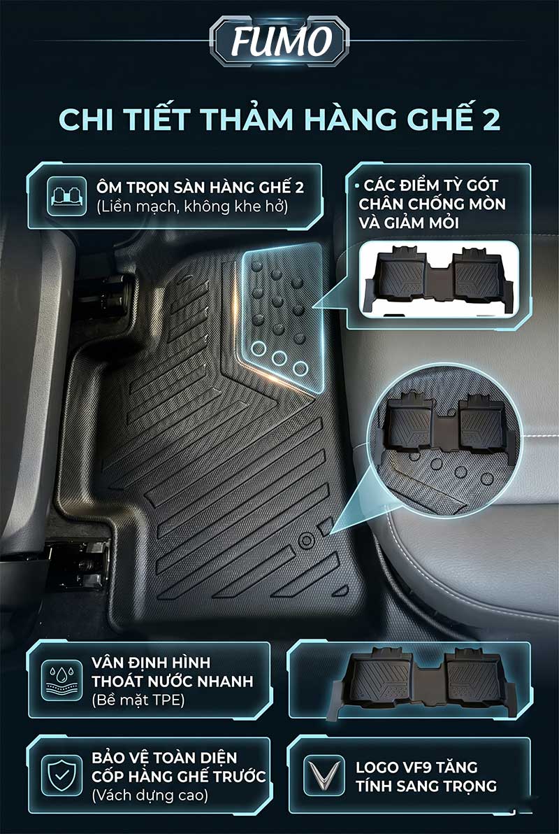 Thảm tpe Vinfast VF9 hàng ghế 2