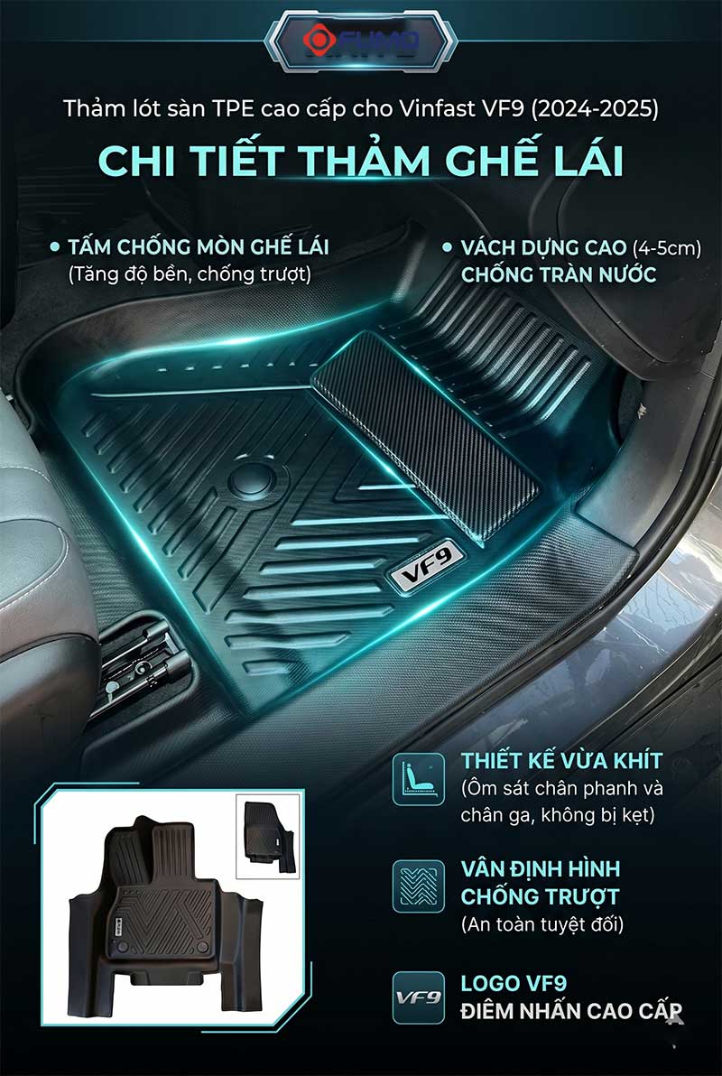 Thảm tpe Vinfast VF9 thảm ghế lái