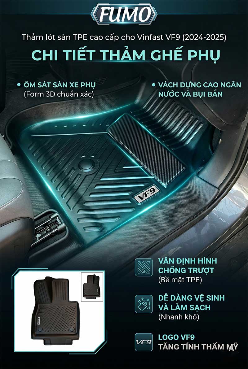 Thảm tpe Vinfast VF9 thảm ghế phụ