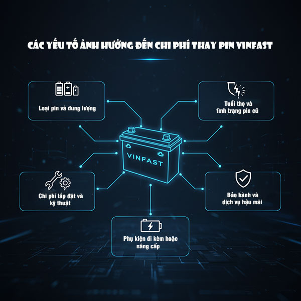 Yếu tố ảnh hưởng đến chi phí thay pin vinfast
