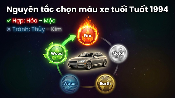 nguyên tắc chọn màu xe hợp tuổi tuất 1994