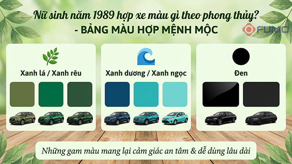 nữ sinh năm 1989 hợp xe màu gì nhất