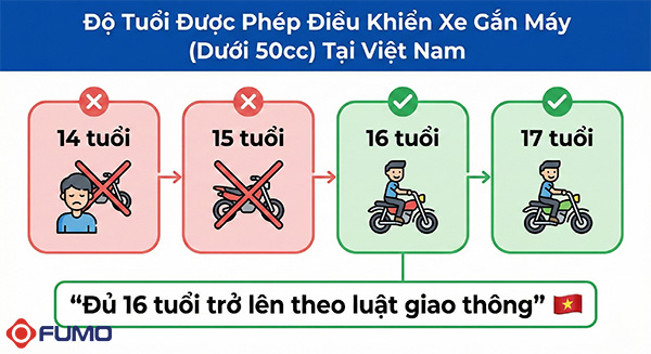 Bao nhiêu tuổi được đi xe 50cc theo quy định pháp luật