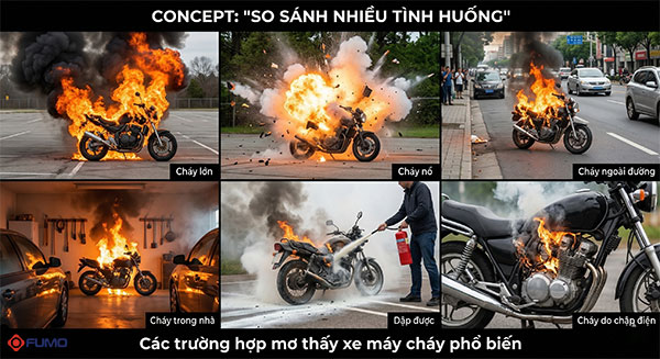 các trường hợp Nằm mơ xe máy cháy