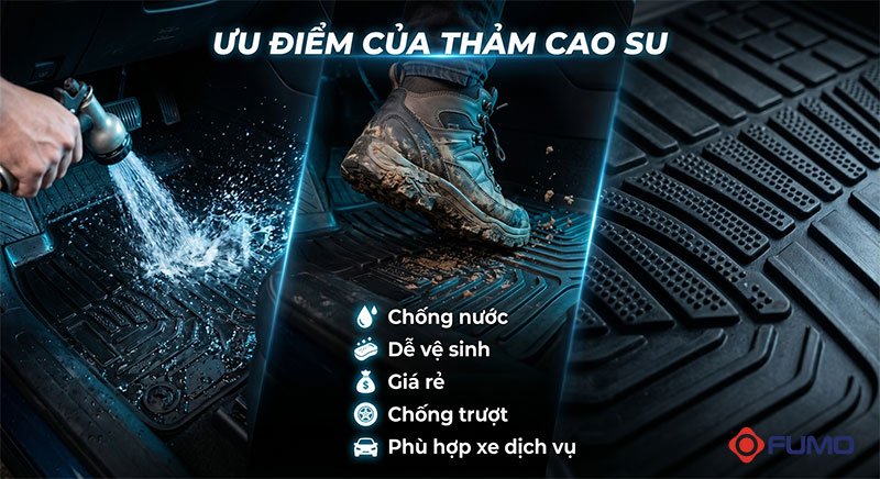 ưu điểm thảm sàn cao su ô tô