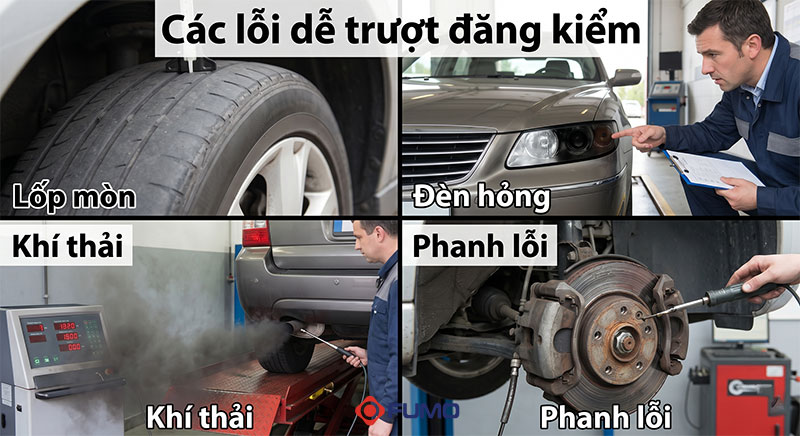 Những lỗi khiến xe 4 chỗ trượt đăng kiểm