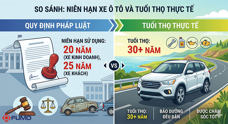 Thời hạn sử dụng xe ô tô 4 chỗ là gì