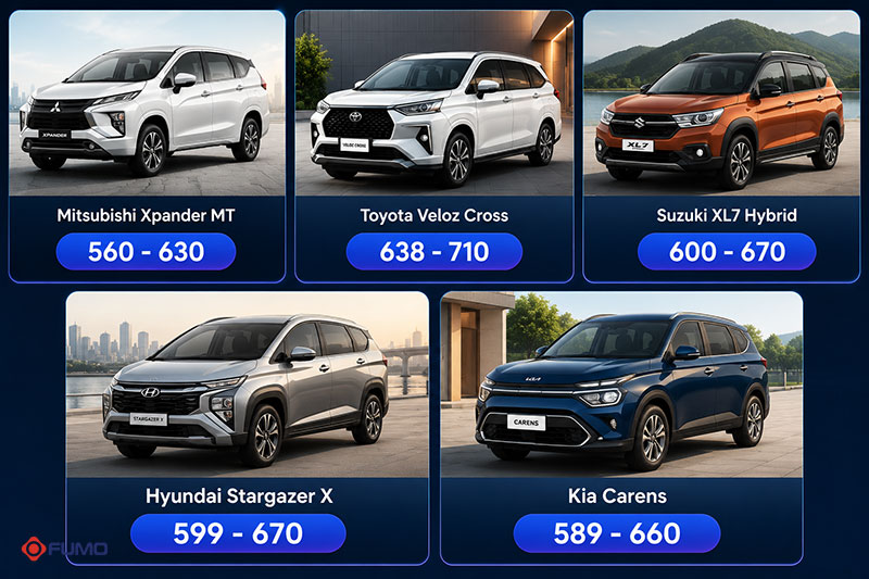 Chi phí lăn bánh xe ô tô 7 chỗ giá từ 500 triệu đến 700 triệu