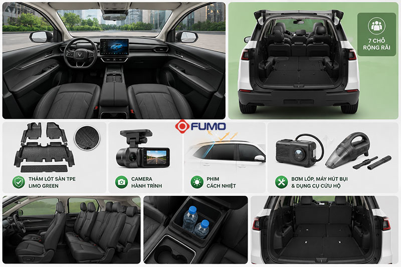 nội thất vinfast limo green và phụ kiện trang bị