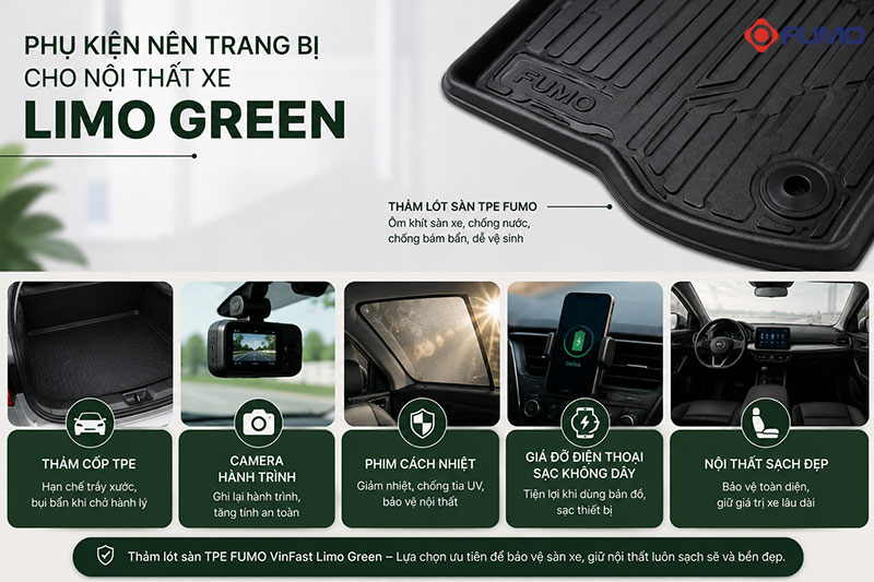 phụ kiện nên trang bị cho nội thất vinfast limo green