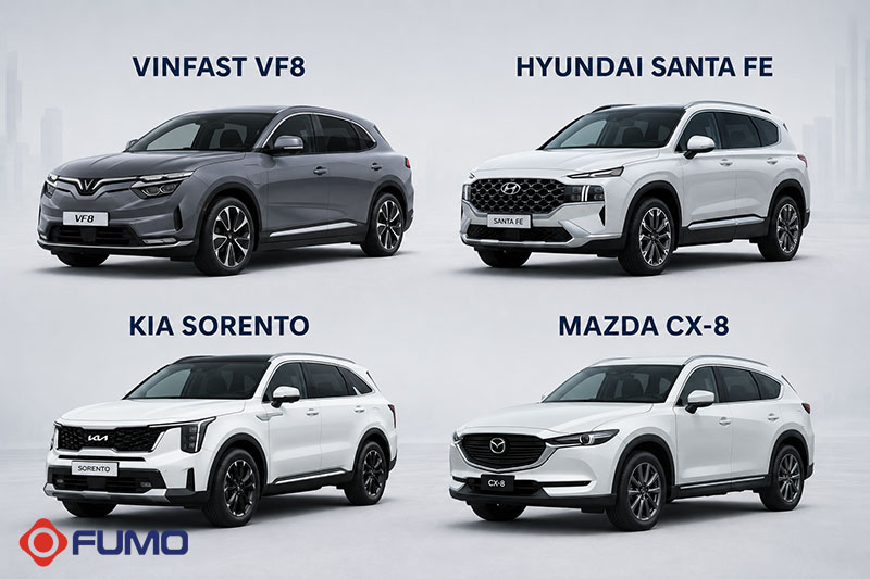 so sánh kích thước xe vinfast VF8 với các đối thủ