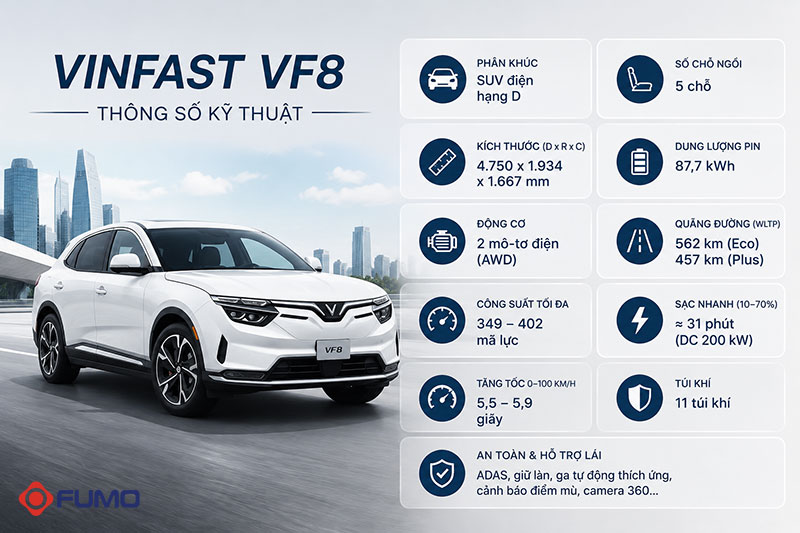 thông số kỹ thuật xe Vinfast VF8