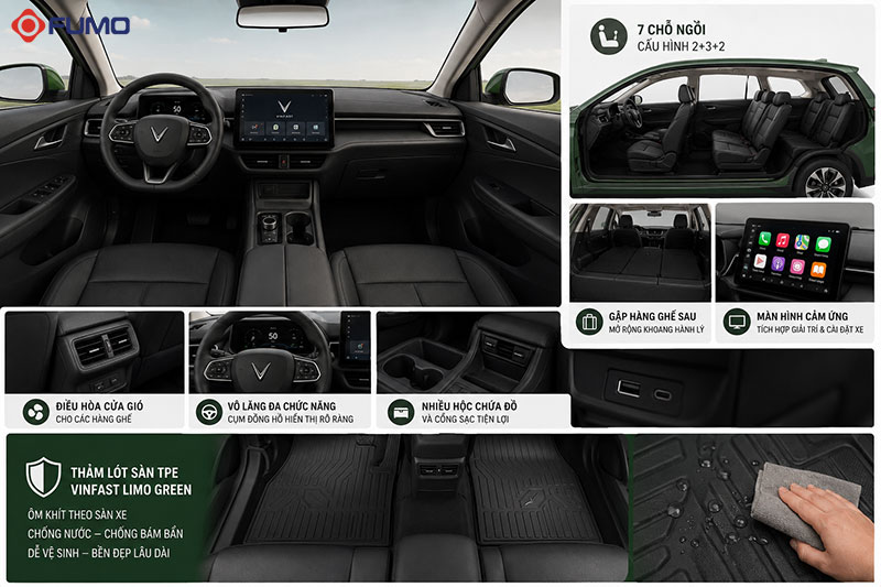 trang bị nội thất vinfast limo green
