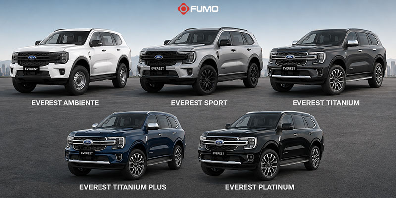 Kích thước xe Ford Everest có khác nhau giữa các phiên bản không