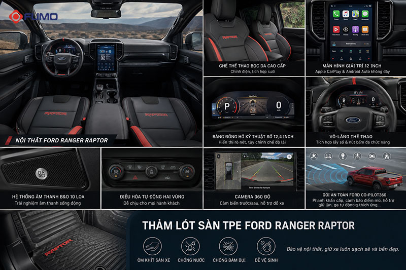 nội thất và trang bị nổi bật xe Ford Raptor
