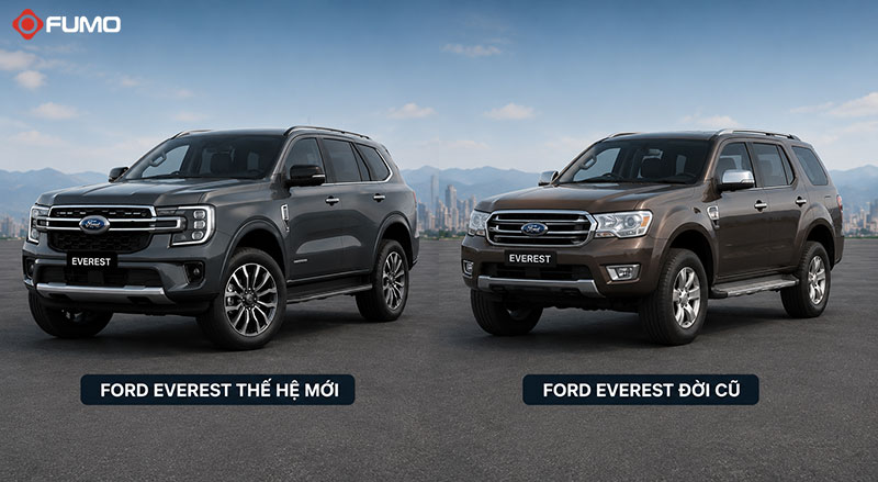 So sánh kích thước xe Ford Everest thế hệ mới và cũ